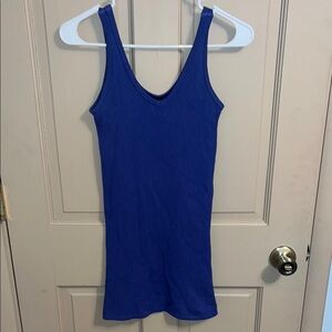 Blue Ribbed Mini Dress